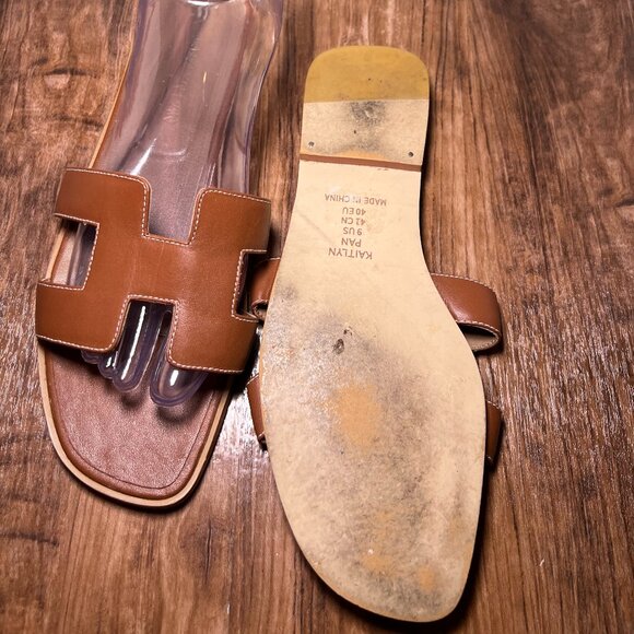 Kaitlyn Pan Leather Brown Women's Sandals size 9 - Picture 3 of 4